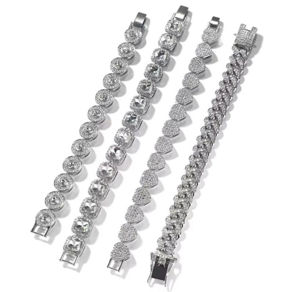 Silver Bracelet 4 piece Set 7inch - Picture 2 of 3